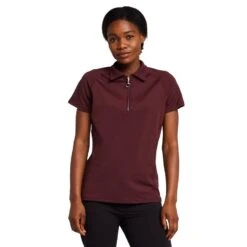 Womens Tiana Pique Short Sleeve Polo Shirt Burgundy Red Mahogany -Outdoor Clothing Sale go 576939 z