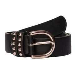 Womens Leather Belt With Rose Gold Detailing Black -Outdoor Clothing Sale go 576967 z