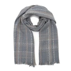Platinum Womens Woven Scarf Grey Chequered -Outdoor Clothing Sale go 618425 z