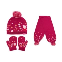 Regatta Peppa Pig Knitted Pom Pom Hat Scarf And Glove Set -Outdoor Clothing Sale go 618898 z